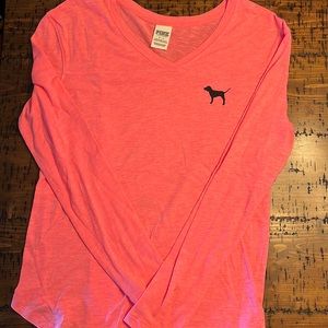 Brand Pink long sleeve t-shirt with dog logo